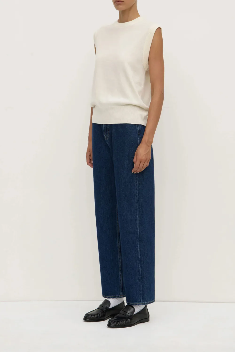 Pure Cashmere Ribbed Round Neck Women's Vest