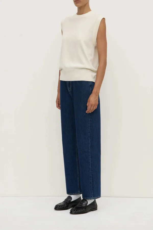 Pure Cashmere Ribbed Round Neck Women's Vest