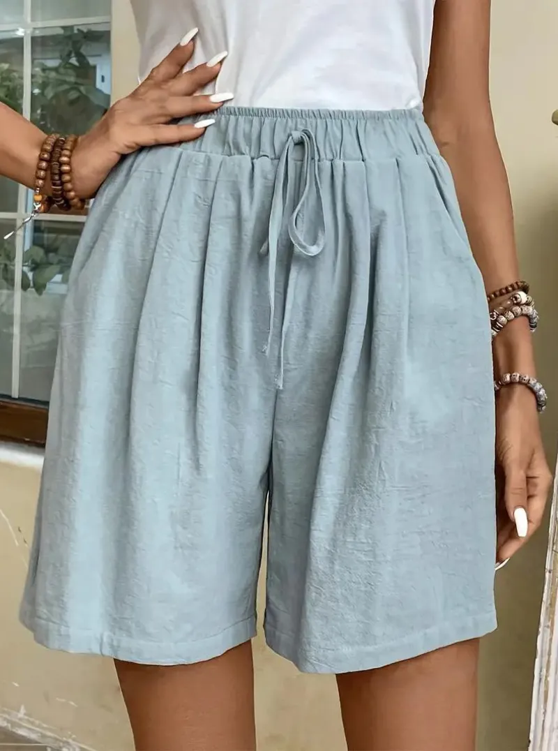 Solid High Waisted Shorts
