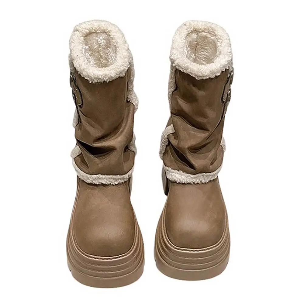 Fur Trim Chunky Platform Boots