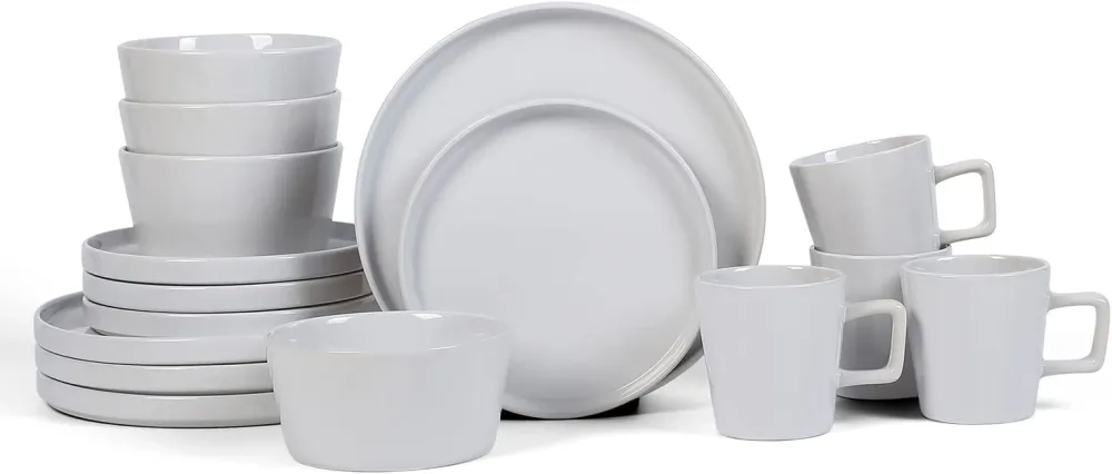 Stone Lain Coupe Dinnerware Set, Service For 8, Black Matte