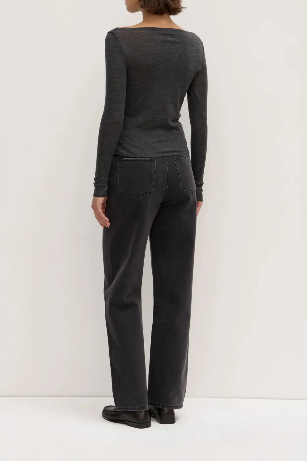 Boat Collar Pure Wool Long Sleeved Shirt