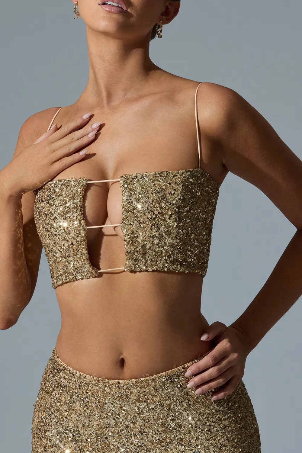 Versatile Square Neck Sequined Camisole