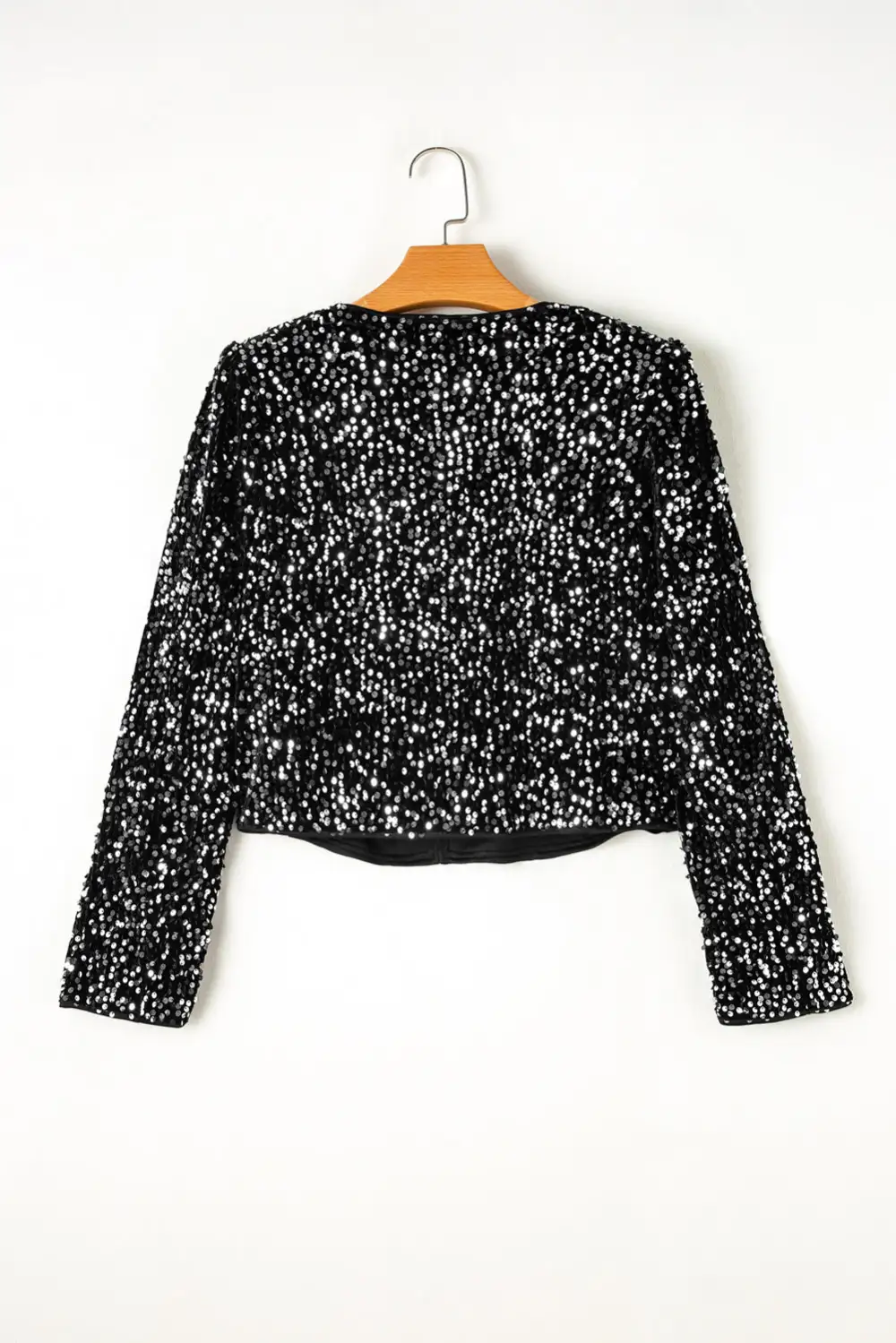 Sequin Open-front Long-sleeve Jacket