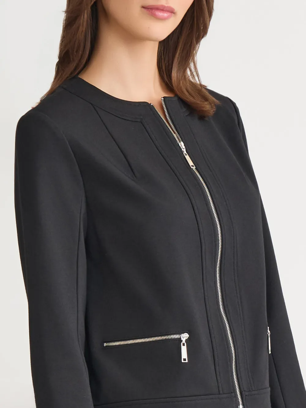 Round Neck Zipper Jacket