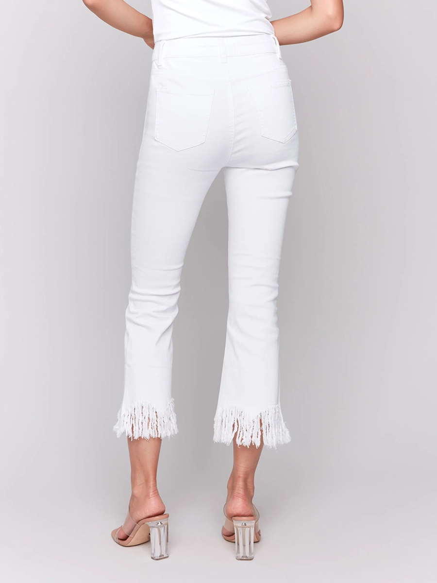 Trendy Raw Edge Cropped Flared Pants