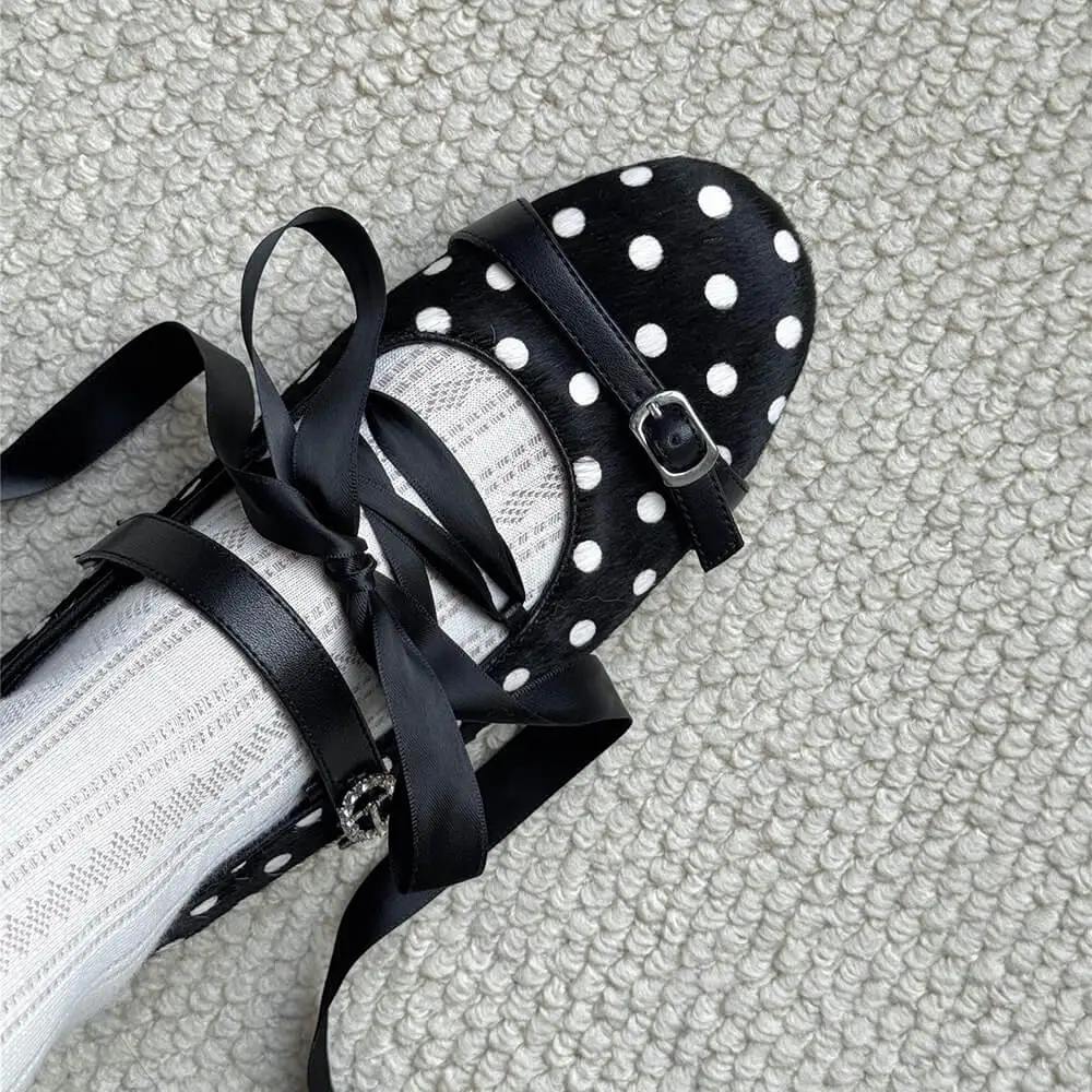 Polka Dot Lace Ballet Flats