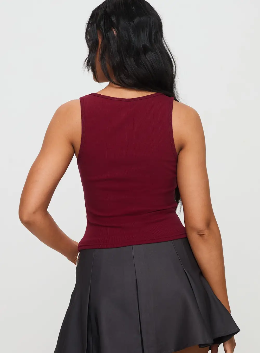 Square Neck Ribbed Cropped Tank Top