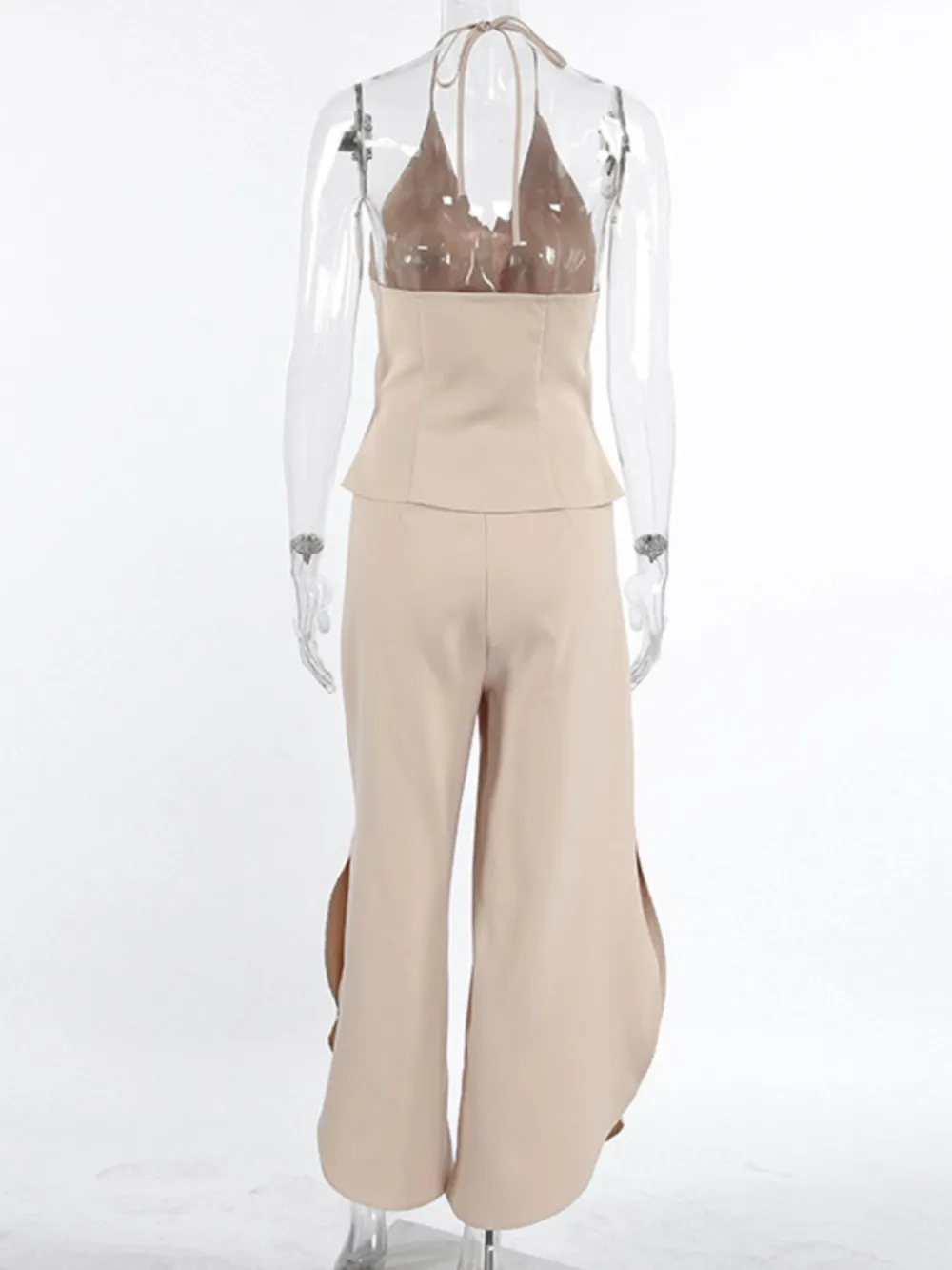 Classic Wide Leg Halter Jumpsuit