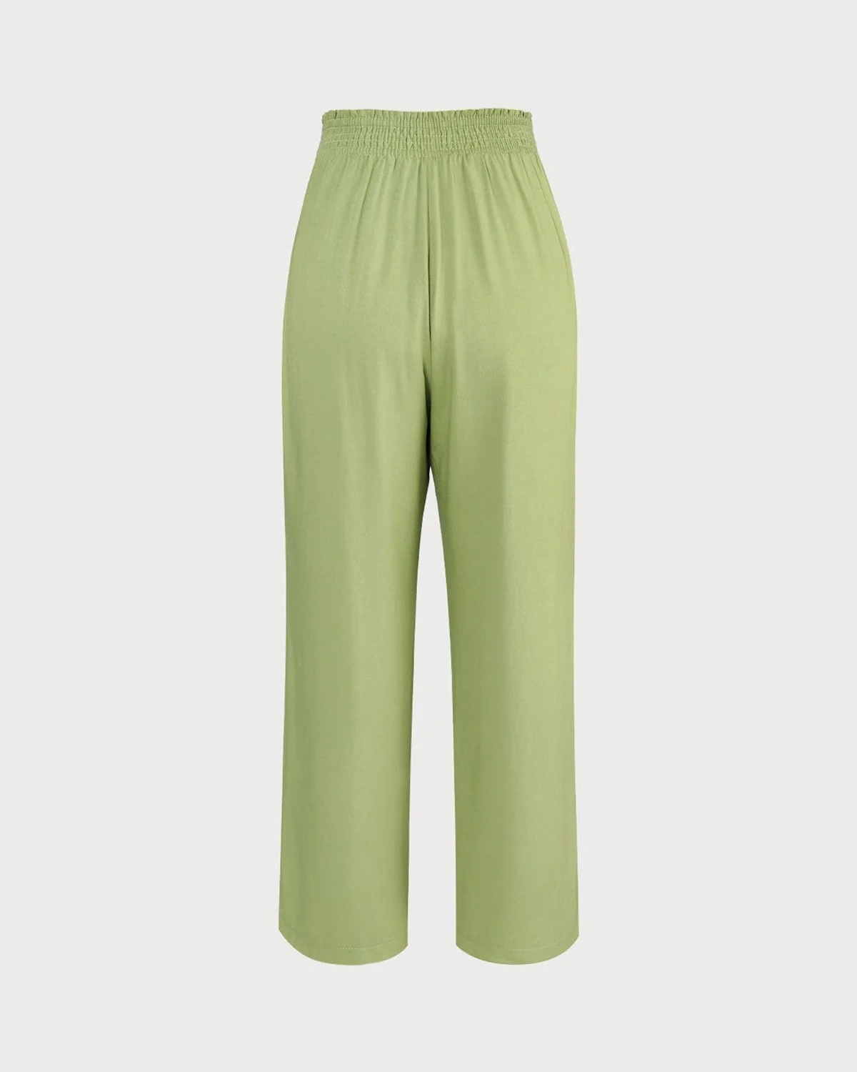 The Green Elastic Waist Straight Ninth Pants