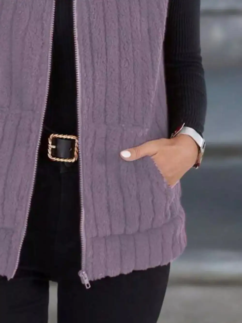 Full Size Fleece Zip-Up Vest