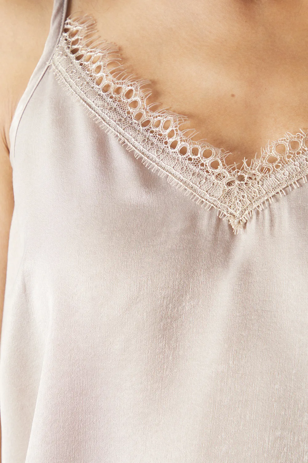 Satin Black Lace V-neck Camisole