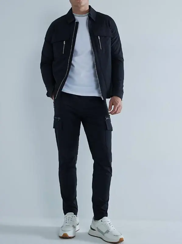 Black Stylish Zippered Lapel Men's Jacket
