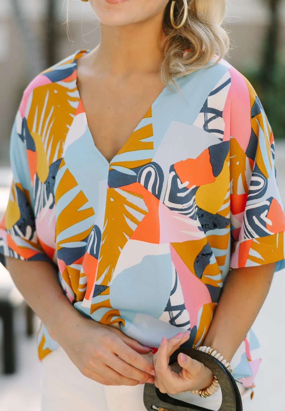 Think It Over Mustard Yellow Abstract Blouse