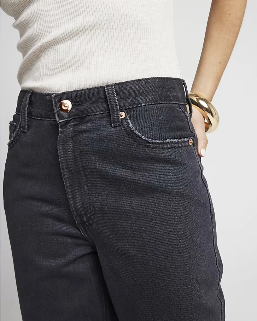 Simple Design All-Match Solid Color Women's Jeans