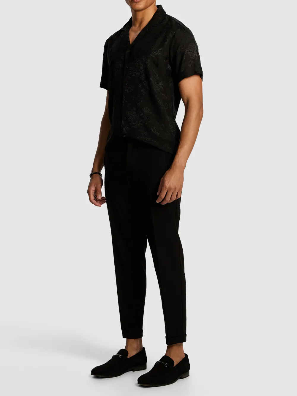 Black Satin Finish Short Sleeve Shirt
