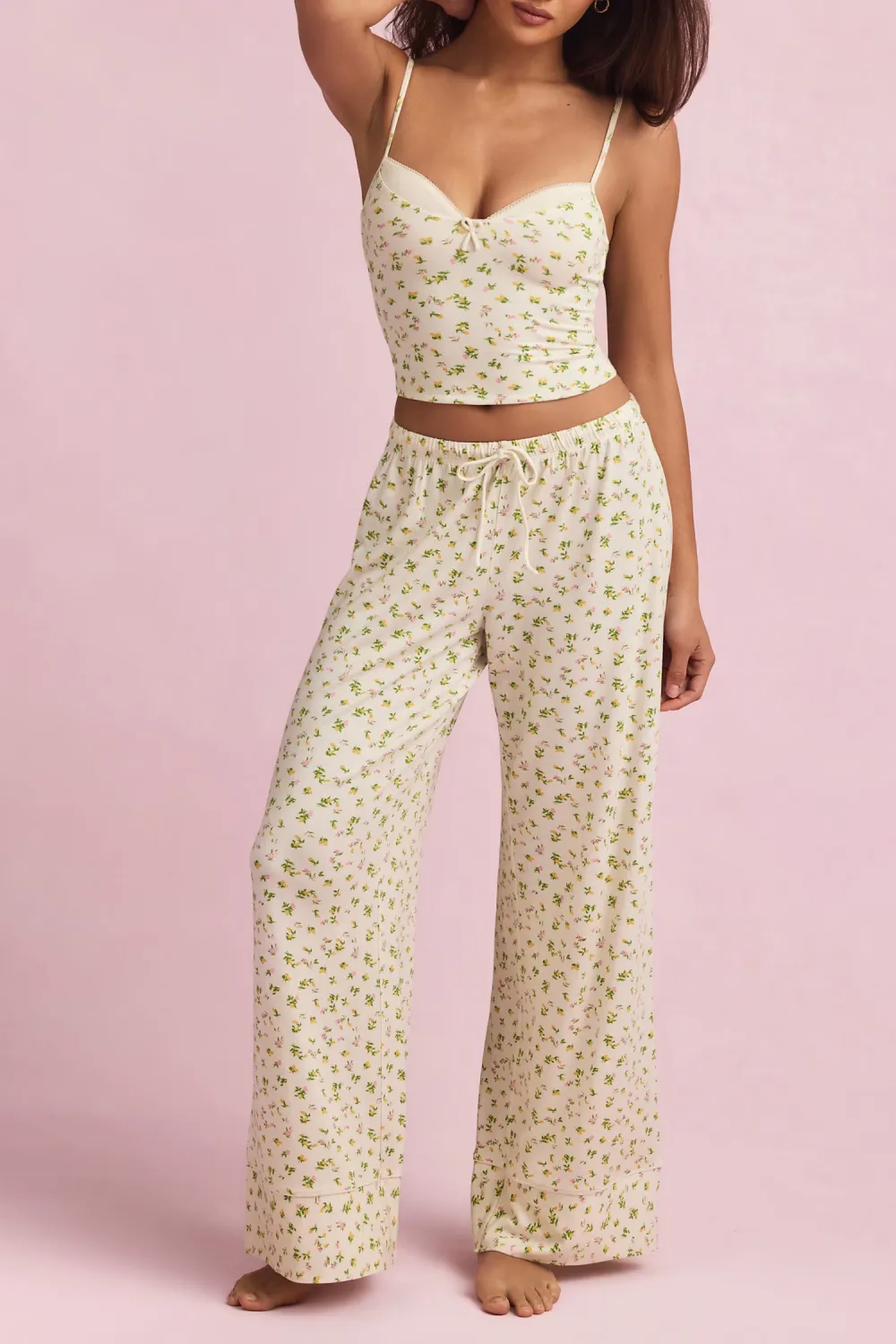Relaxed Fit Elastic Waist Loose Trousers