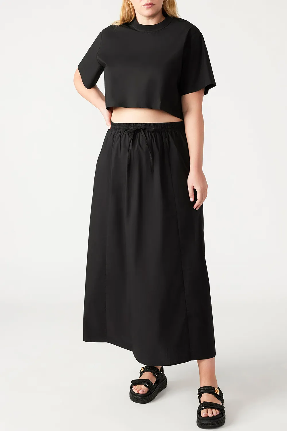 Boxy Cropped Top Black