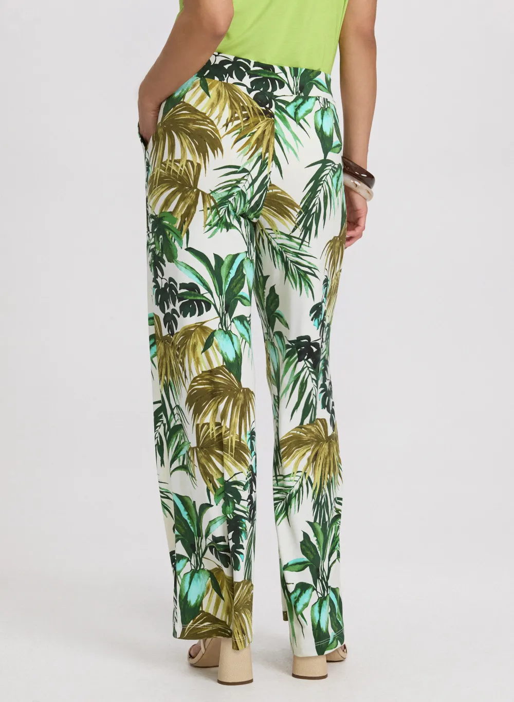 Botanical Print Wide-Leg Pants