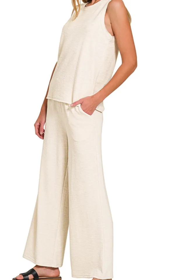 Sand Sleeveless Lounge Set