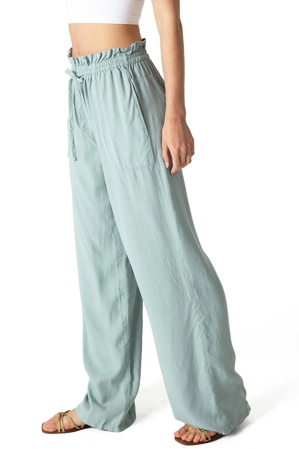 Lace Up Wide-Leg Pants