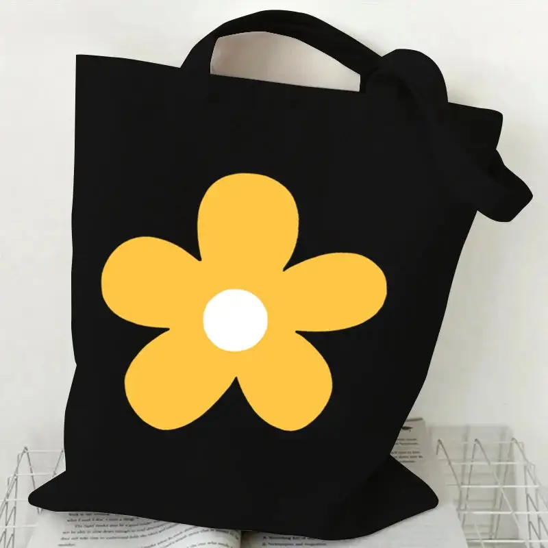 Groovy Retro Graphic Canvas Tote Bag