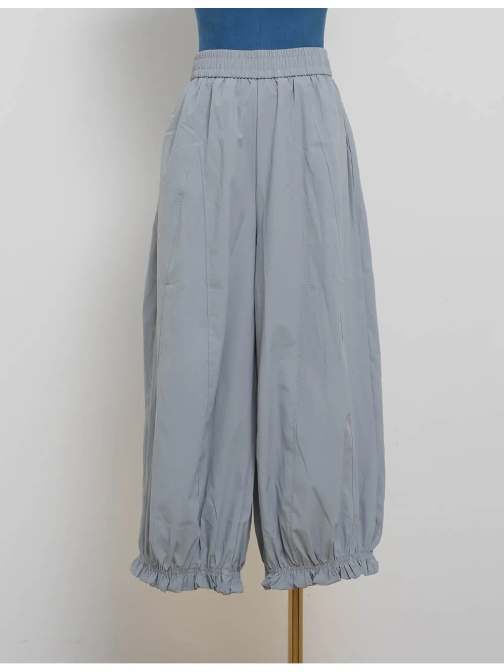 Solid Color Elastic Waist Pocket Balloon Pants