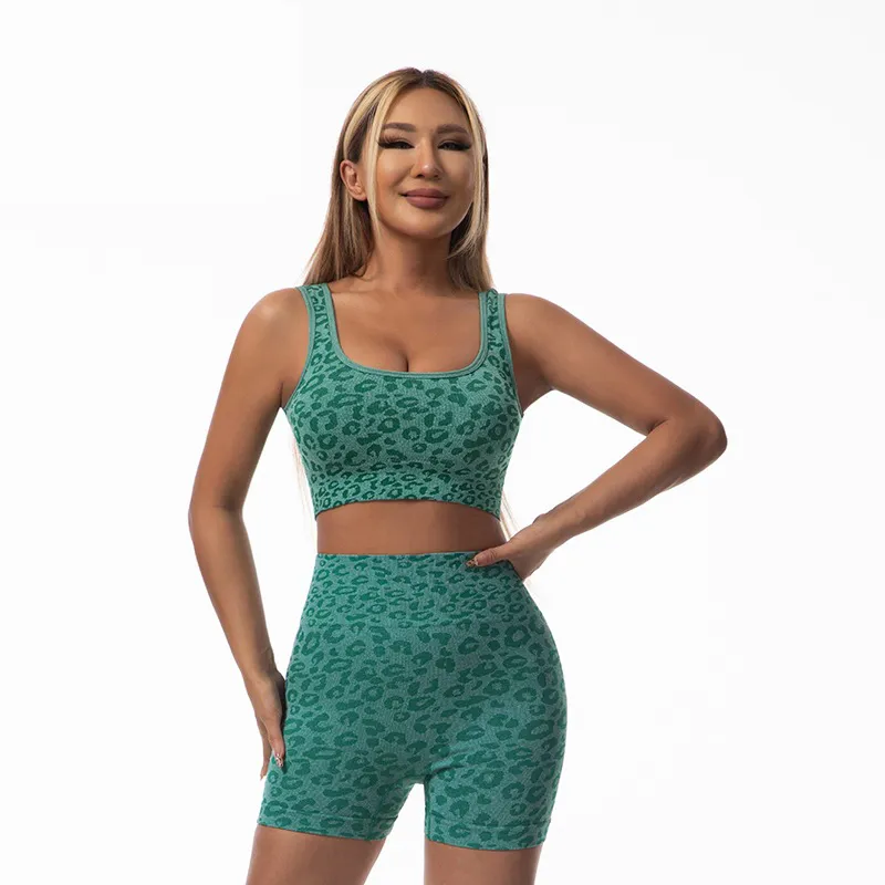 Seamless Leopard & Polka Dot, Sports Bra & Shorts Set SohoChic Sold by Coral Canton