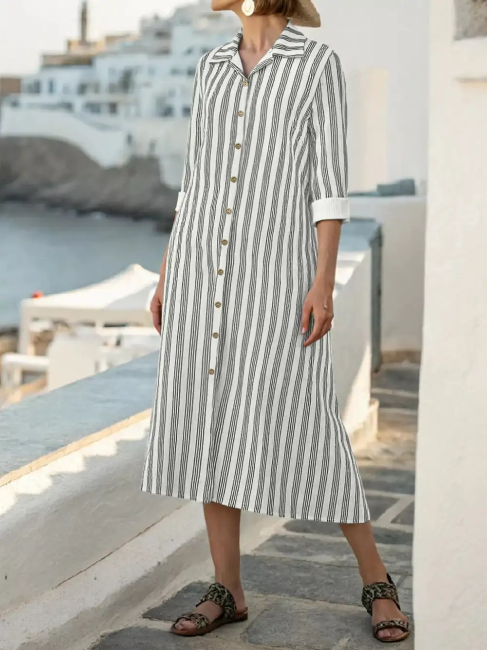 Plus Size Button Front Midi Dress