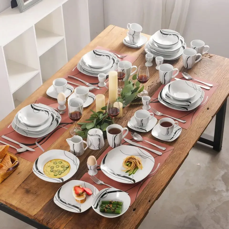 58pcs deluxe ceramic tableware set