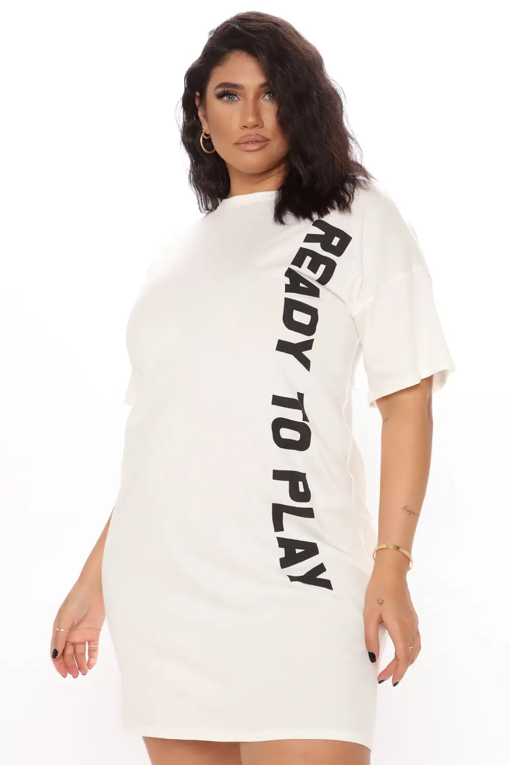 We're Ready To Play T Shirt Dress - White