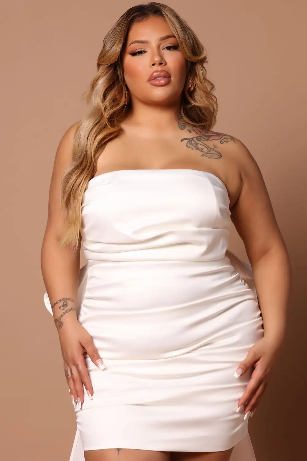 Antoinette Satin Mini Dress - White