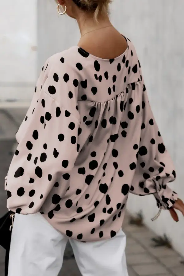 Frill Detail Puff Sleeve Button Front Blouse
