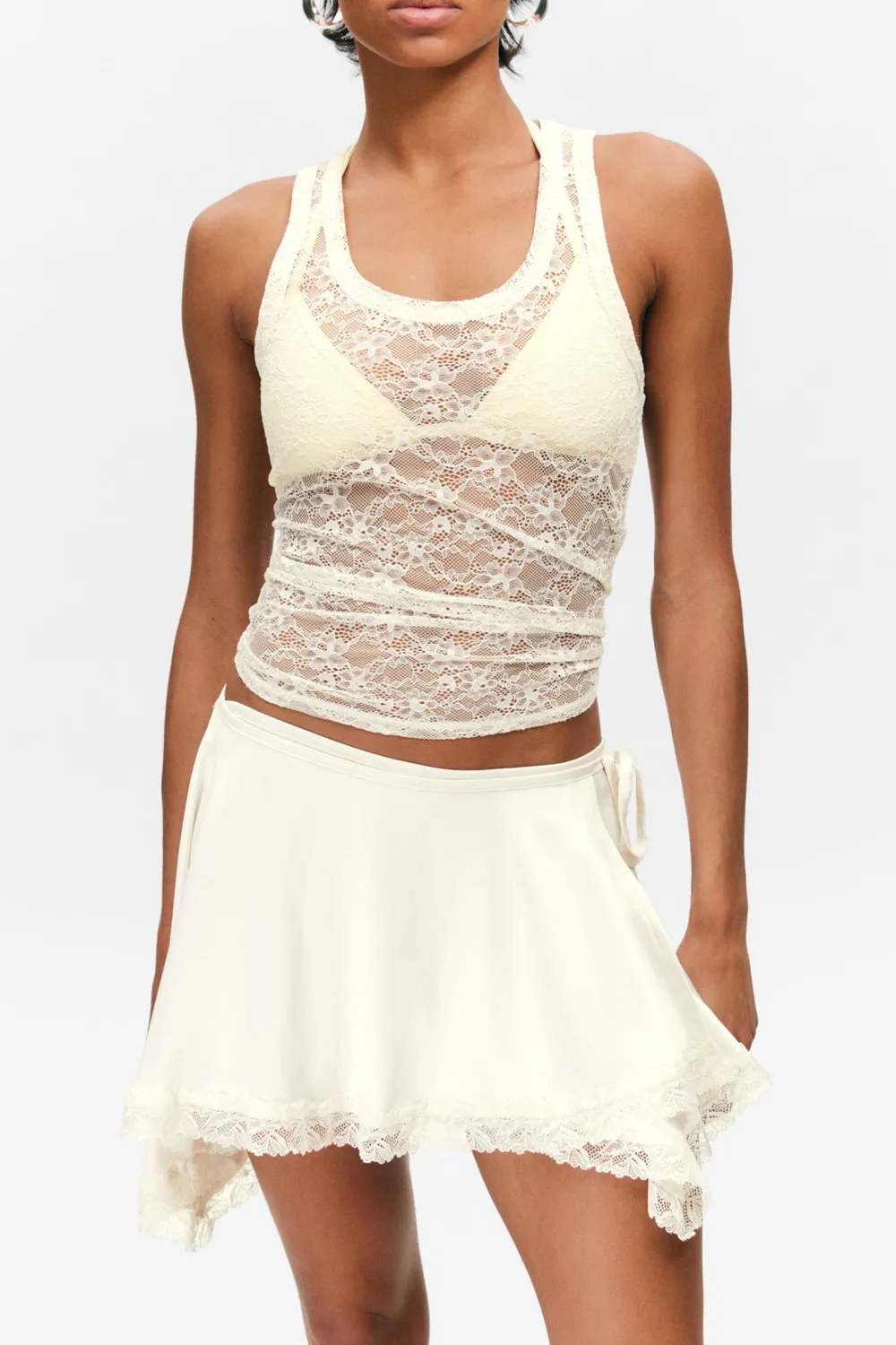 Patchwork Lace Mini Skirt