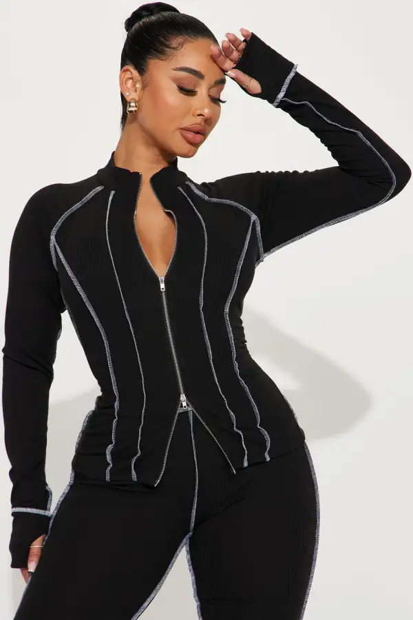 Carlie Ribbed Pant Set - Black