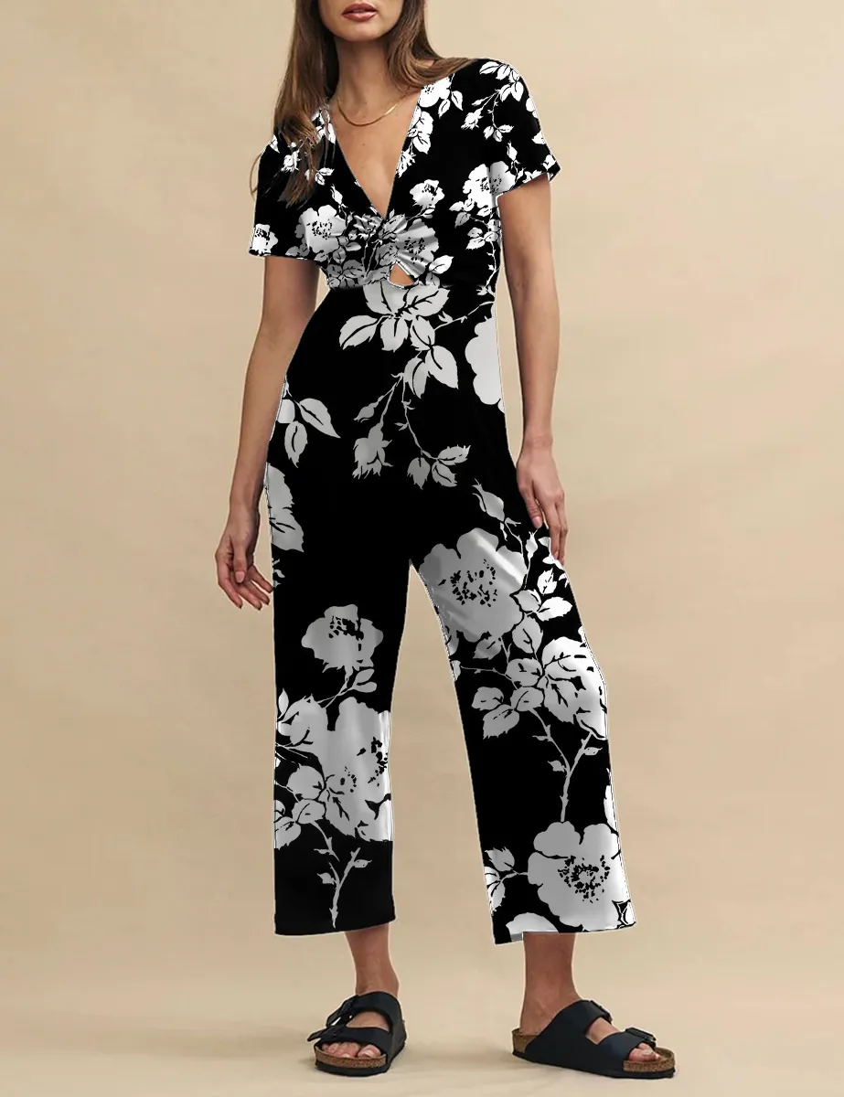 Black Jersey Twist Front Wren Jumpsuit