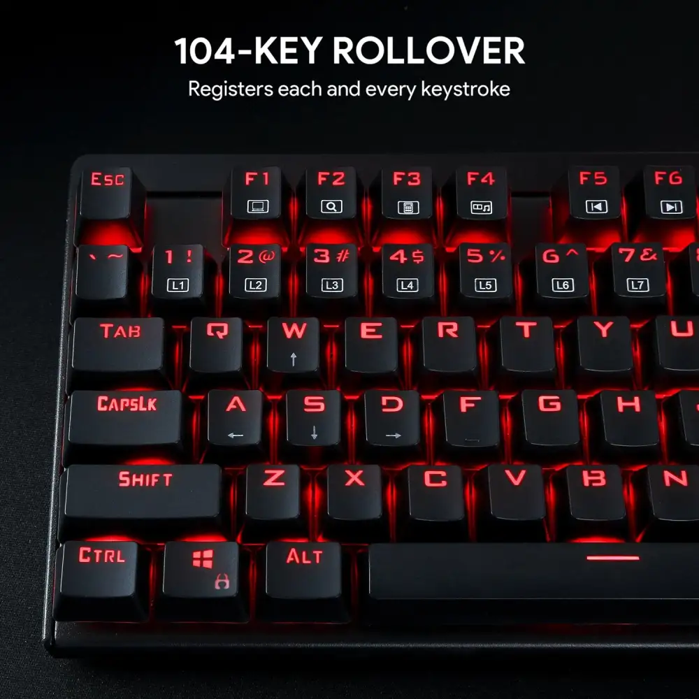 AUKEY KM-G6 Wired Keyboard Mechanical For Windows Gaming PC 104 Keys