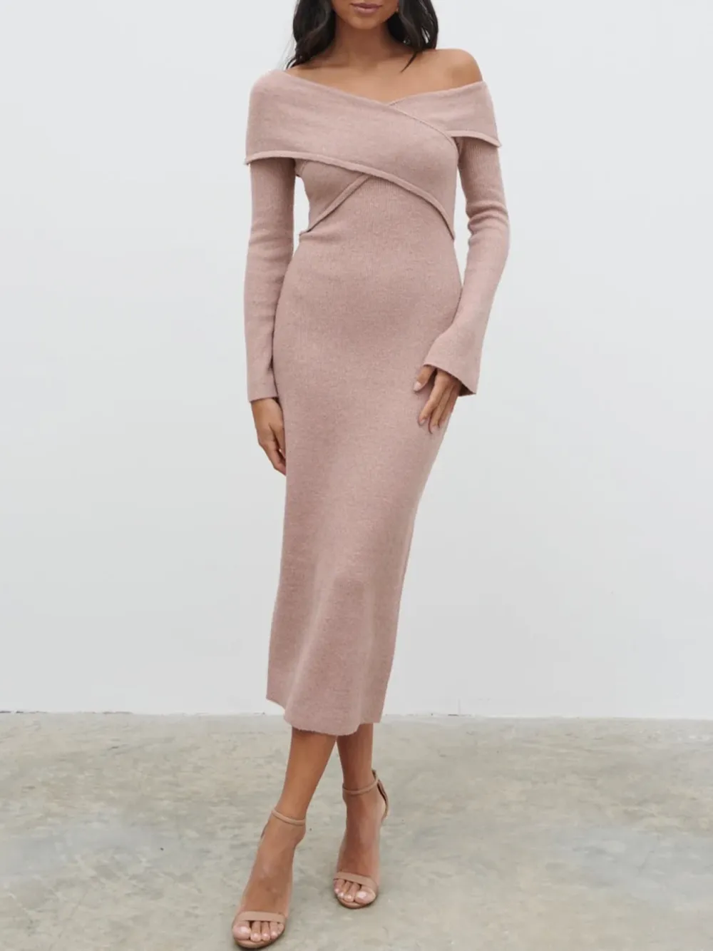 Wrap Knit Midi Dress