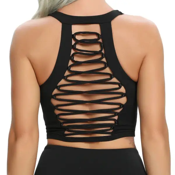 V-Neck Sports Bra with Decorative Straps