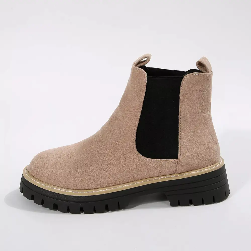 Modern Round Toe Block Heel Boots