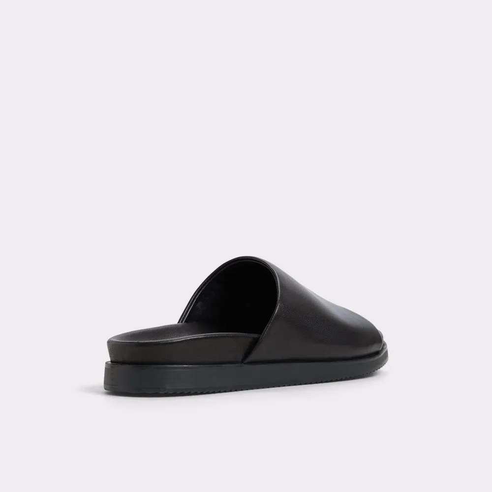 Summer Black Thick-soled Leather Flip Flops