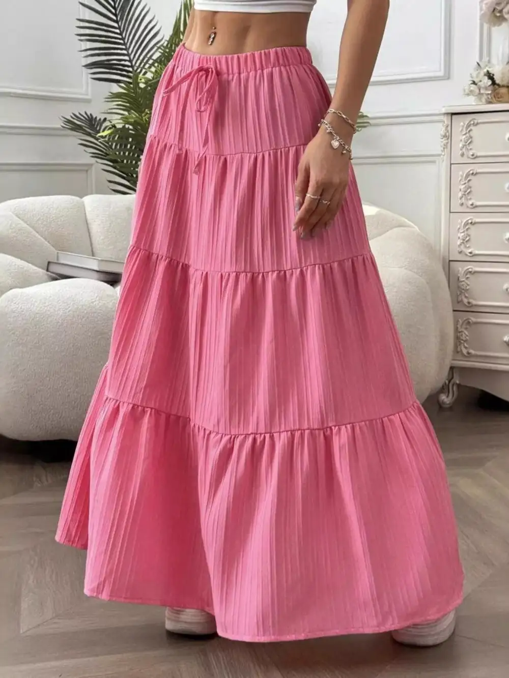 Modern Tiered Flowy Maxi Skirt