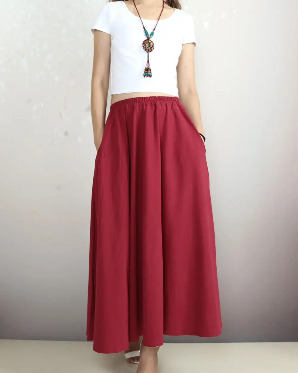 Boho Linen Flared Skirt