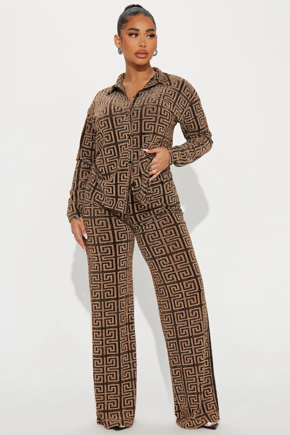 Gia Glitter Pant Set - Gold/combo