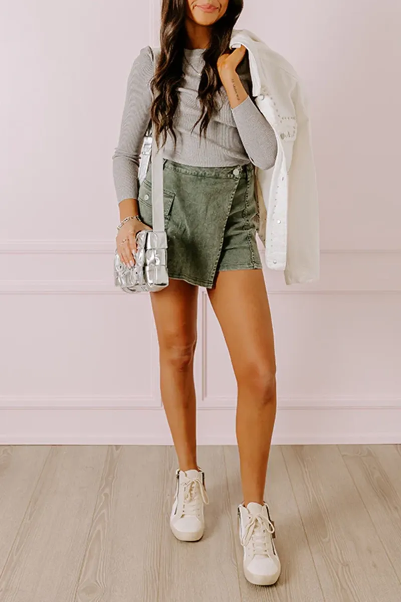 Simple High-End Split Design Women's Skirt Pants