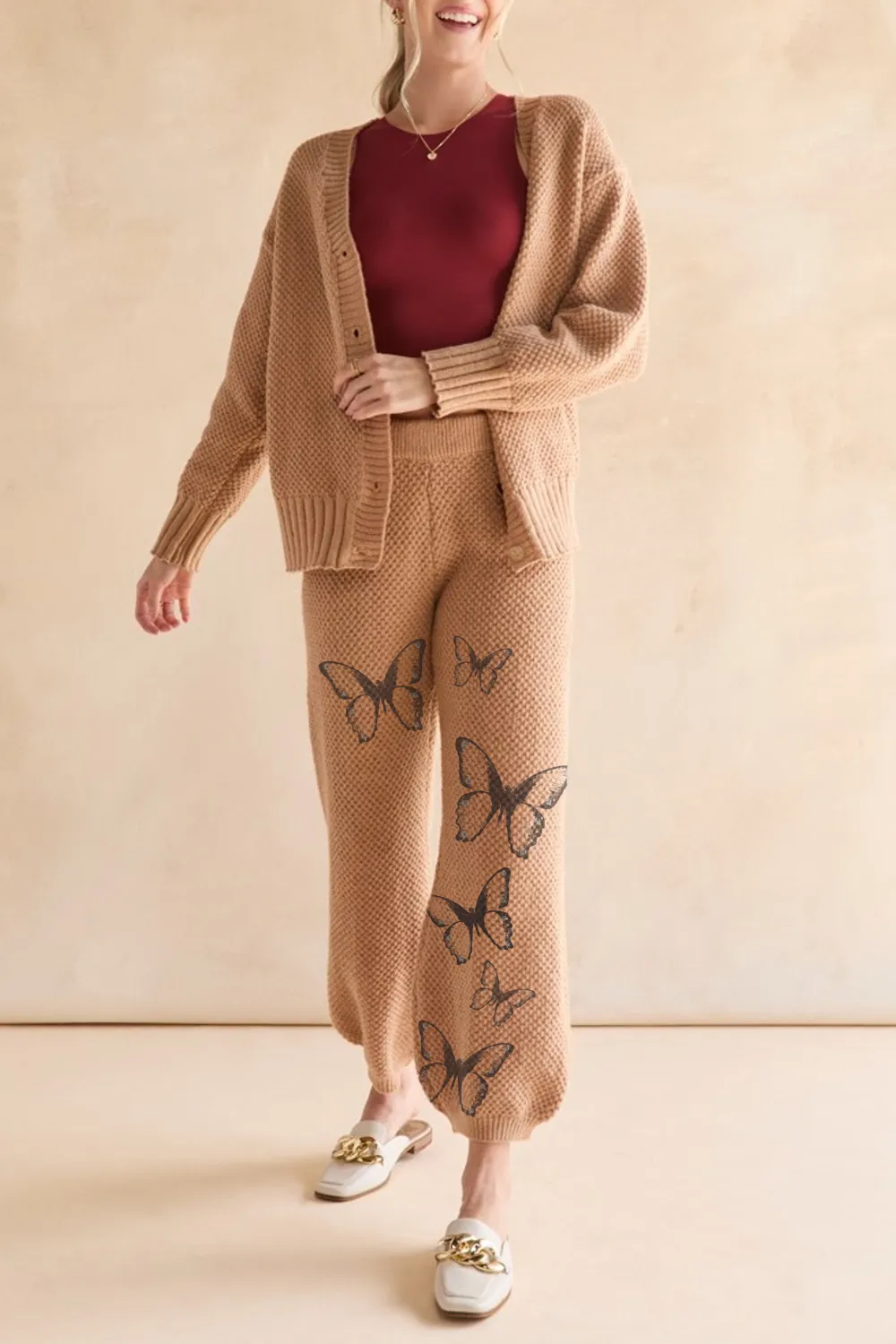 Iris Textured Cardigan Jogger Lounge Set