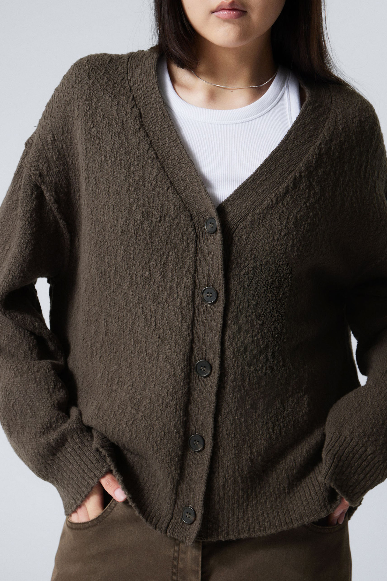 V-Neck Drop Shoulder Cardigan