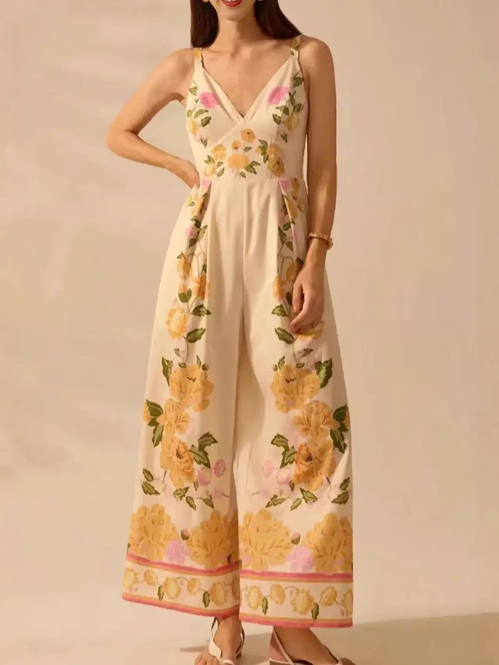 Classic Floral Wide Leg Jumpsuit
