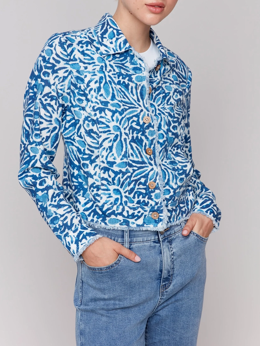 Women's Linen Jacket With Artistic Design