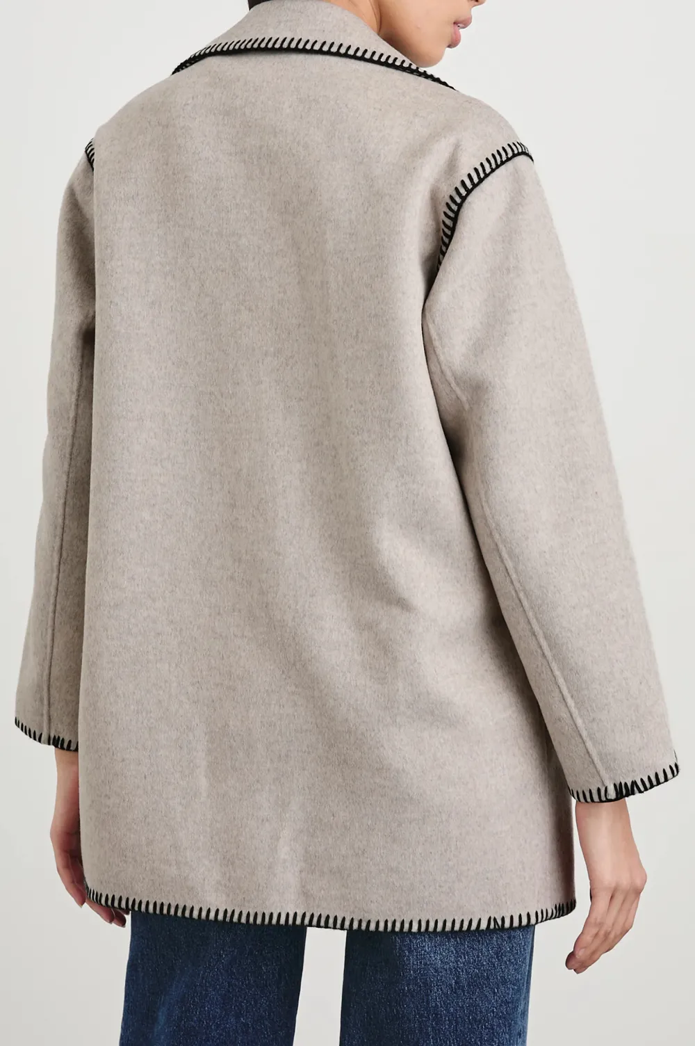 Contrasting-Color Sewn Wool Women's Jacket
